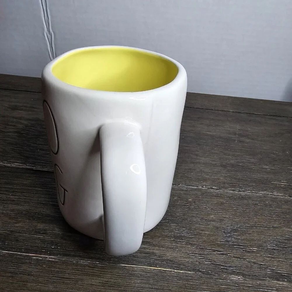 NWT Rae Dunn Artisan Hello Spring Mug Yellow Inside Magenta 2021 Farmhouse